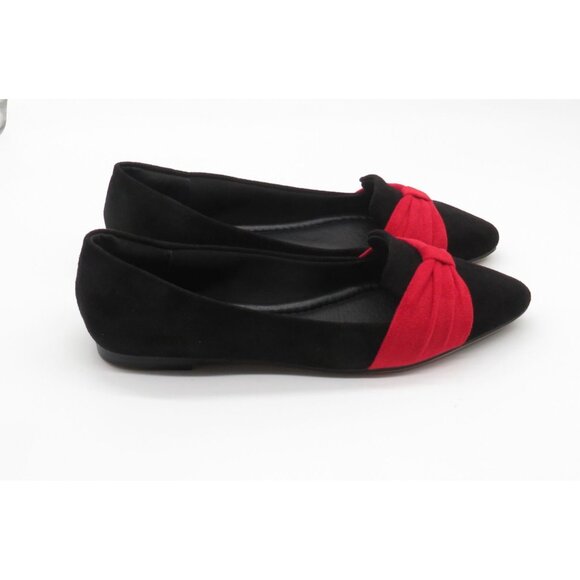 Musshoe Women's Black & Red Pointed Toe Flats With Bow Detail Size 7 NEW - Picture 3 of 7